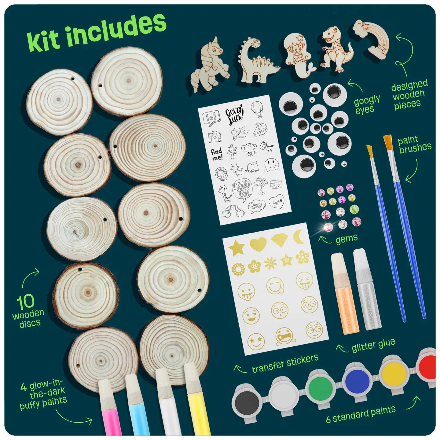 Glow-in-The-Dark Wood Painting Craft Kit For Kids - Dan&Darci