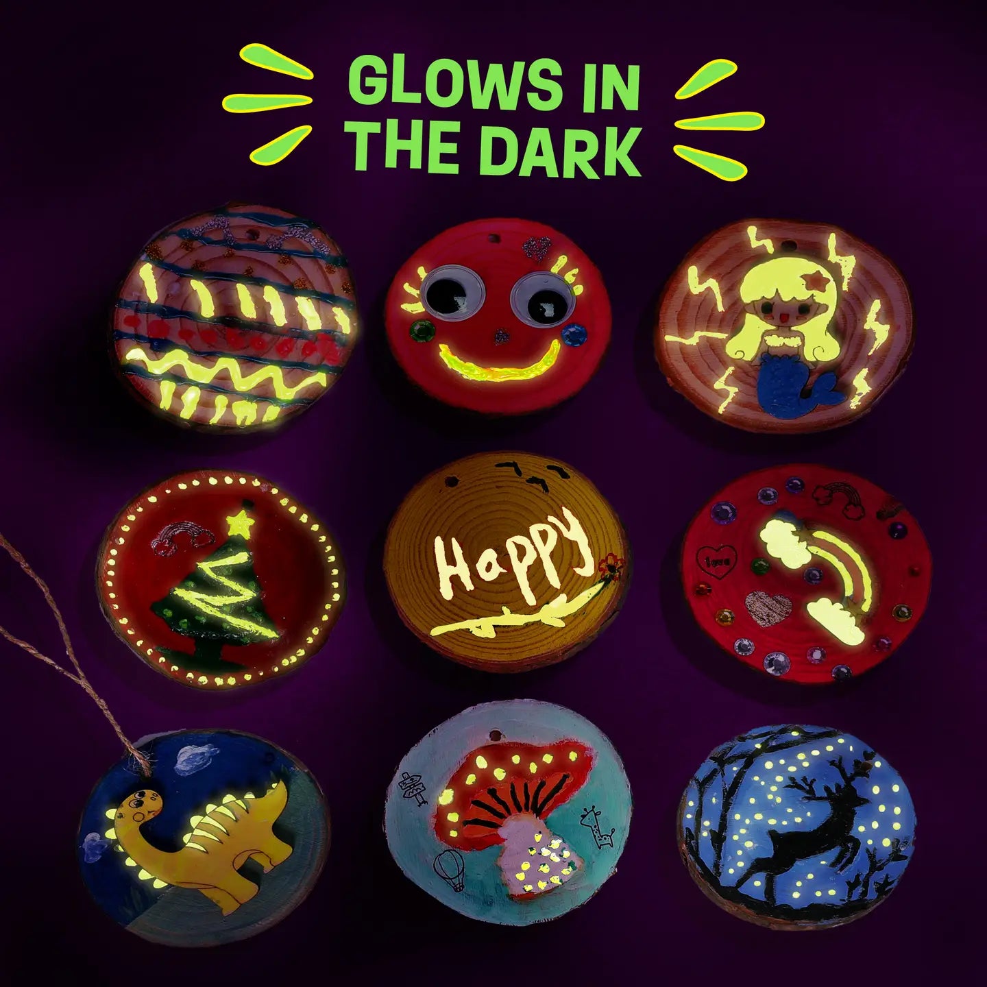 Glow-in-The-Dark Wood Painting Craft Kit For Kids - Dan&Darci