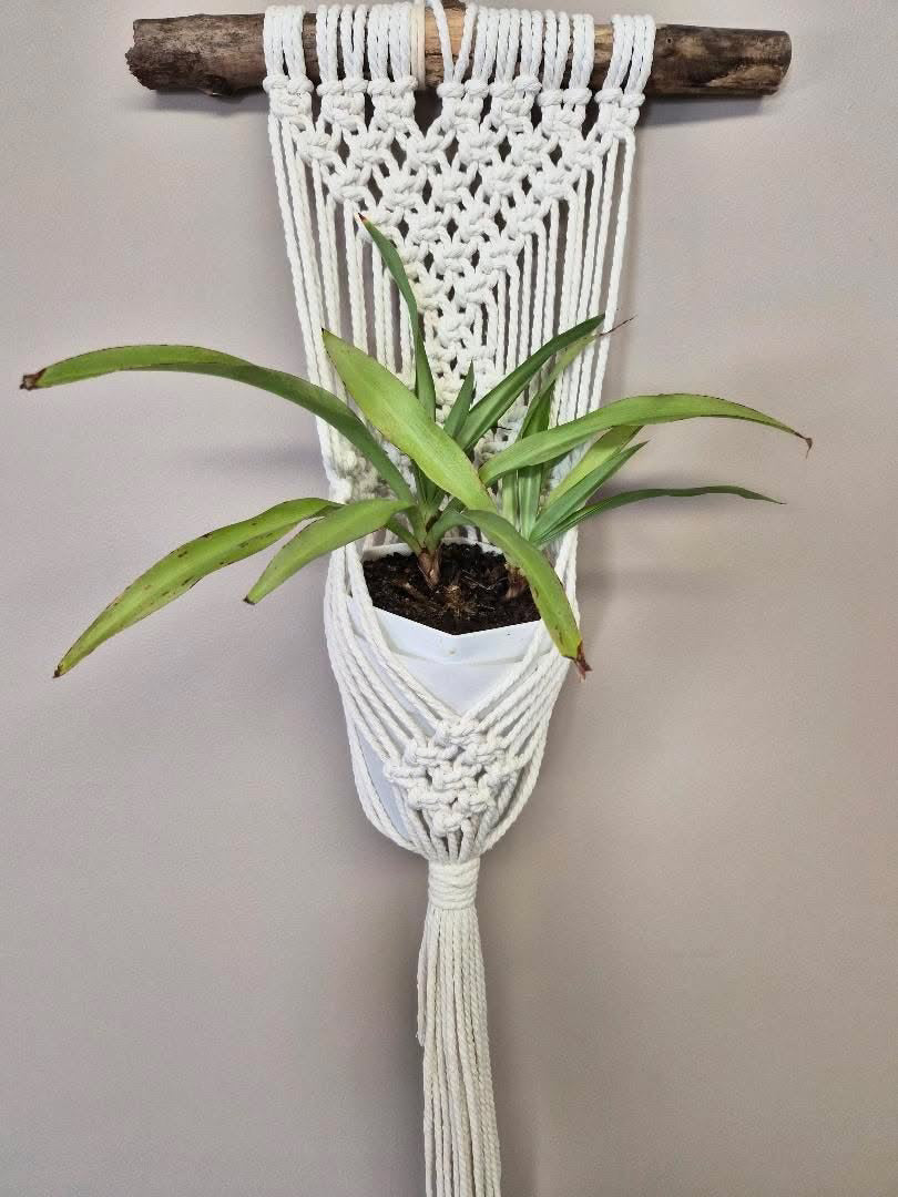 Wall-Mounted Macramé Plant Hanger with Yogi Charms