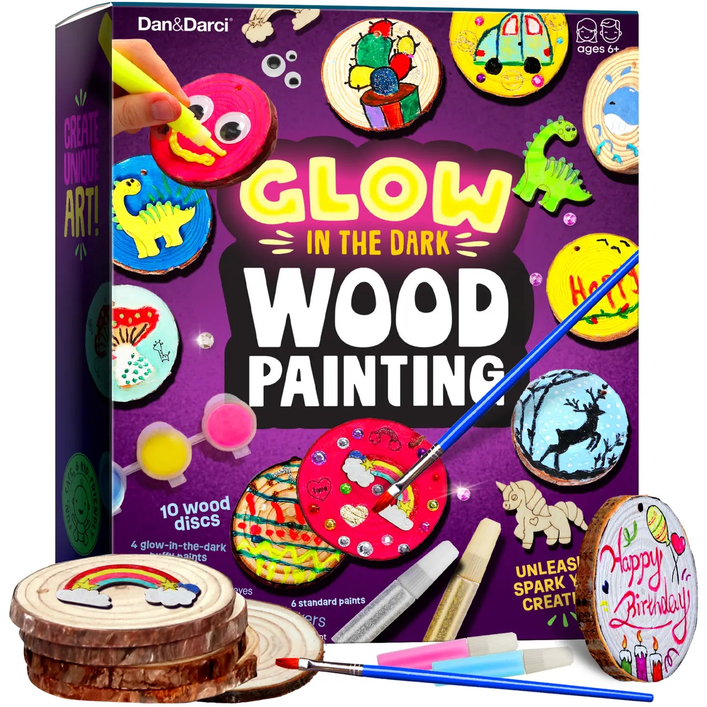 Glow-in-The-Dark Wood Painting Craft Kit For Kids - Dan&Darci